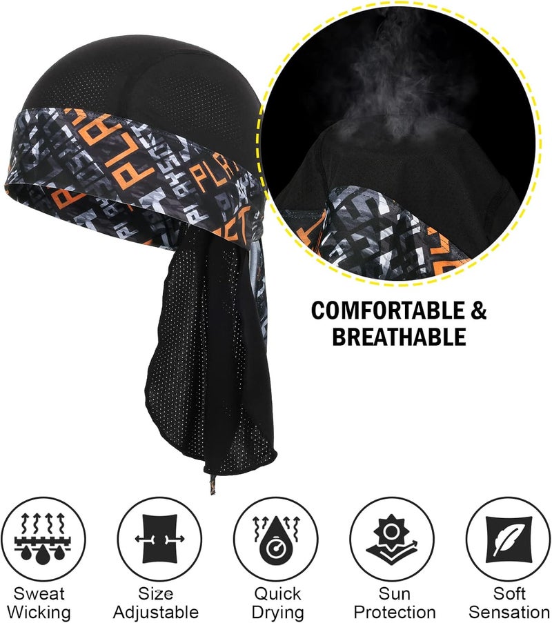 MELASA Cooling Do Rags Skull Cap Helmet Liner, Sweat Head Wraps Bandanas for Men Running Cycling Motorcycle - Image 2
